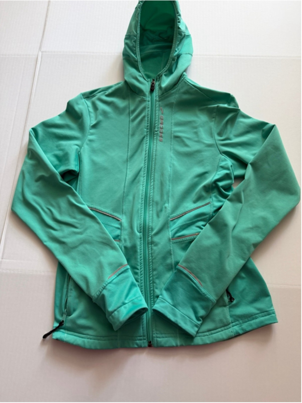 Brooks teal green, full-zip athletic hooded jacket sz s #running #cycling